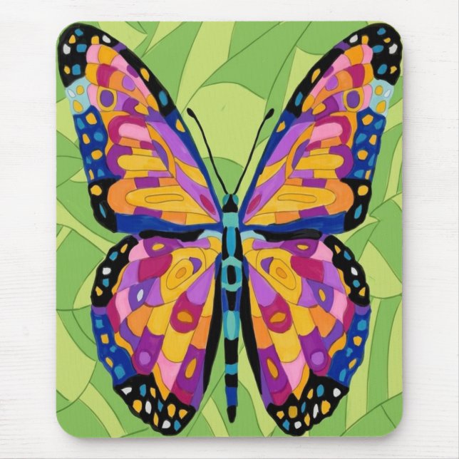 Abstraktes Schmetterlingsgemälde  Mousepad (Vorne)