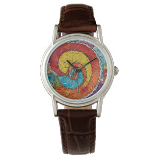 Abstraktes Schnecken Muster, multicolor Armbanduhr