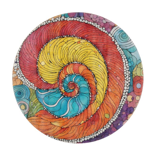 Abstraktes Schnecken Muster, multicolor Schneidebrett (Vorderseite)