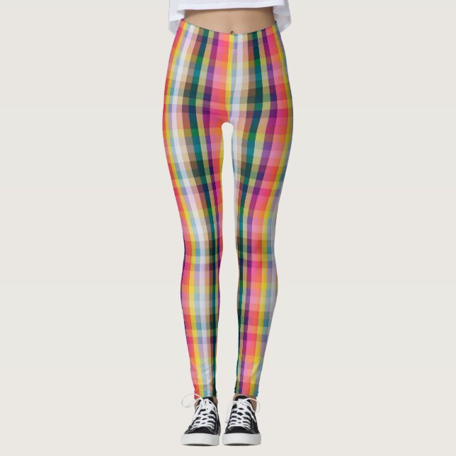 Abstraktes schottisches kariertes leggings (Vorderseite)