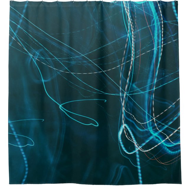 Abstraktes Schwarz-Blau-Bild Duschvorhang (Vorderseite)