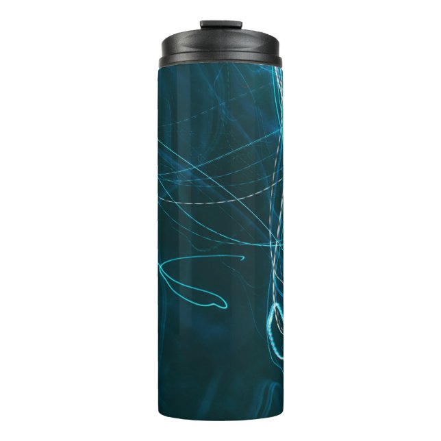 Abstraktes Schwarz-Blau-Bild Thermosbecher (Vorderseite)