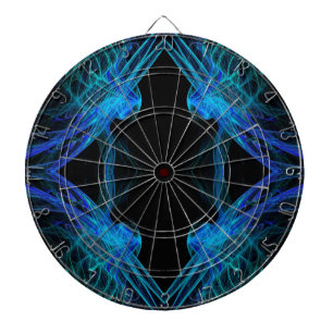 Abstraktes Schwarz/Blau-Fraktal-Dart-Motherboard Dartscheibe