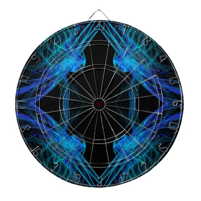 Abstraktes Schwarz/Blau-Fraktal-Dart-Motherboard Dartscheibe (vorne)