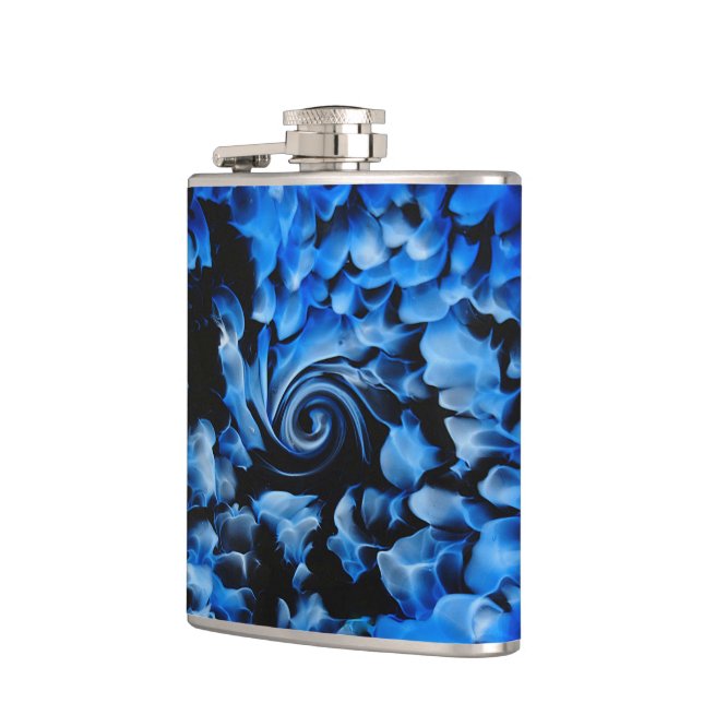 Abstraktes Schwarz-Blau-Glas Flachmann (Links)