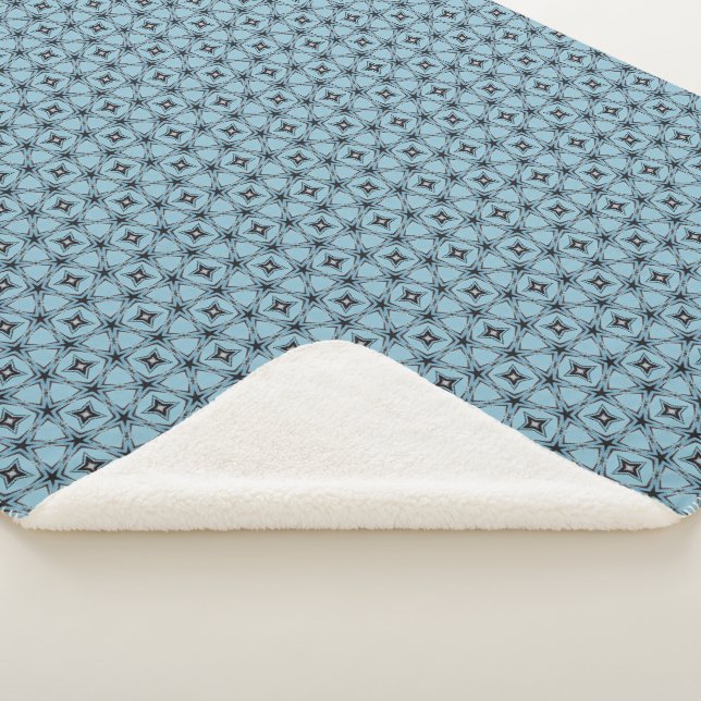 Abstraktes Schwarz-Blau-Muster Sherpadecke (3/4)
