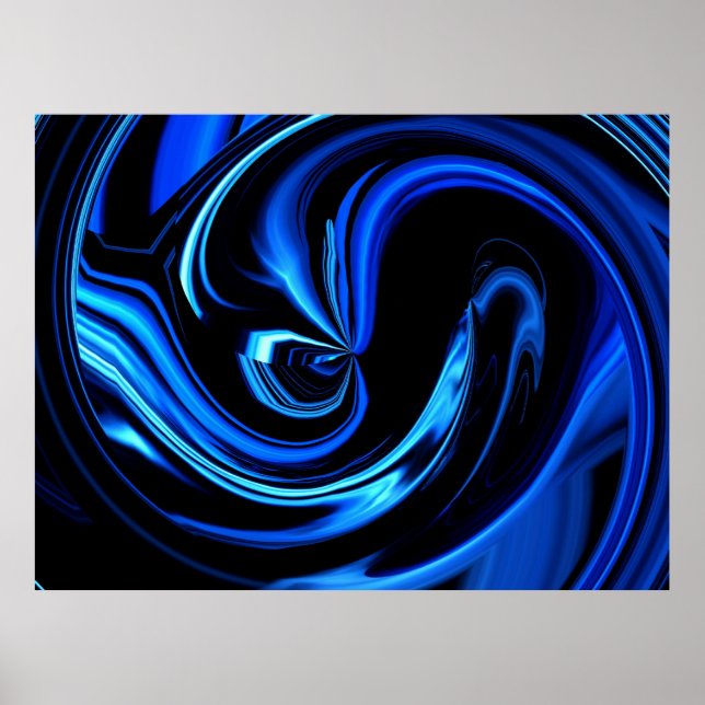 Abstraktes Schwarz-Blau-Poster Poster (Vorne)