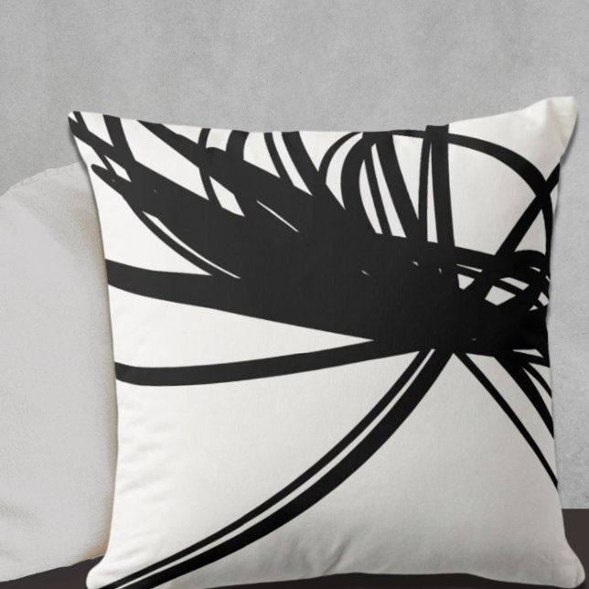 Abstraktes schwarz gekrümmtes Flachbanddesign auf  Kissen (Von Creator hochgeladen)