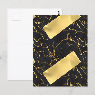 Abstraktes Schwarz-Gold-Muster Postkarte