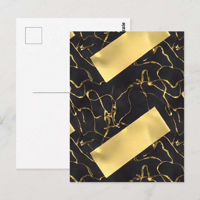 Abstraktes Schwarz-Gold-Muster Postkarte (Vorne/Hinten)