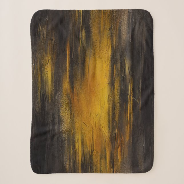 Abstraktes Schwarz-Gold-Muster Sherpadecke (Vorderseite)