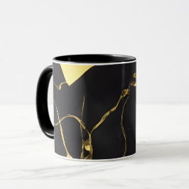 Abstraktes Schwarz-Gold-Muster Tasse