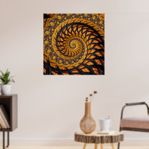 Abstraktes Schwarz-Gold-Spiral-Fraktal