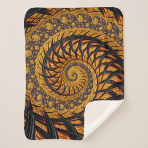 Abstraktes Schwarz-Gold-Spiral-Fraktal Sherpadecke