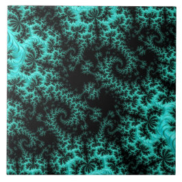 Abstraktes Schwarz-Grün-Fraktal Kunst Fliese