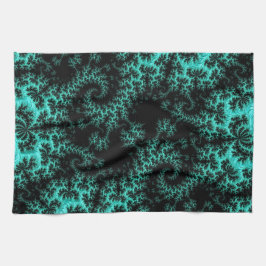 Abstraktes Schwarz-Grün-Fraktal Kunst Geschirrtuch