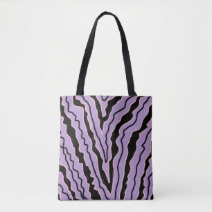 Abstraktes Schwarz-lila Marmor Boho Groovy Muster Tasche