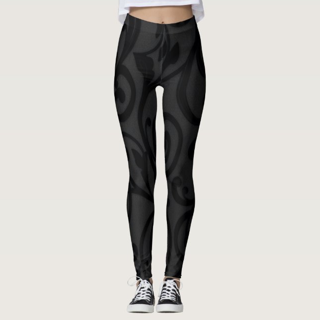 Abstraktes Schwarz-Muster mit eigenem Schwenken Leggings (Vorderseite)