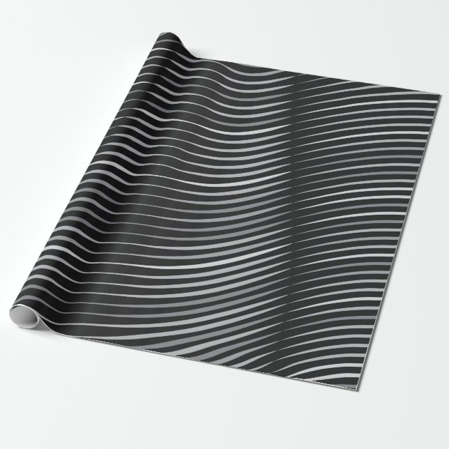 Abstraktes Schwarz-Silber-Design Geschenkpapier (Ungerollt)