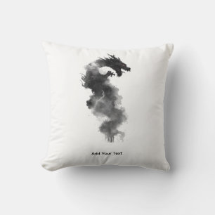 Abstraktes Schwarz-Tinten-Rauch-Drache-Fantasy-Kis Kissen