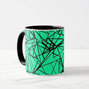 Abstraktes Schwarz und Türkis Tasse