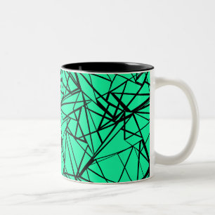 Abstraktes Schwarz und Türkis Zweifarbige Tasse
