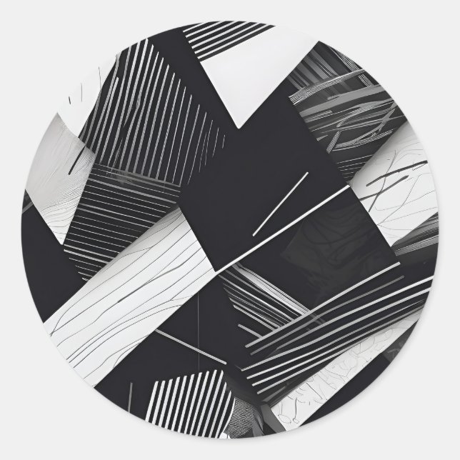 Abstraktes Schwarz-Weiß-Dunkel-Geometrie-Muster Runder Aufkleber (Vorderseite)
