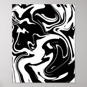 Abstraktes Schwarz-Weiß-Fluid-Muster Poster