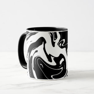 Abstraktes Schwarz-Weiß-Flüssigkeitsmuster Tasse