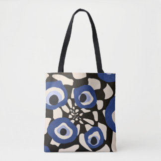 Abstraktes Schwarz-Weiß-Kissen mit blauem Auge Tasche