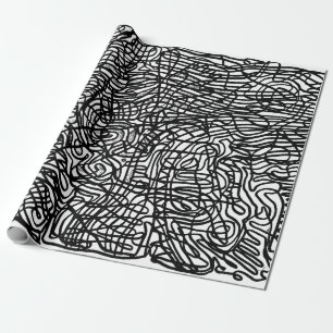 Abstraktes Schwarz-Weiß-Linienmuster Geschenkpapier