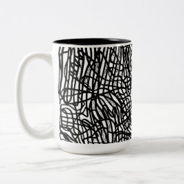 Abstraktes Schwarz-Weiß-Linienmuster Zweifarbige Tasse