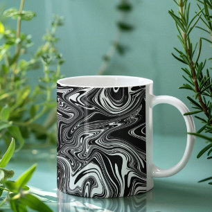 Abstraktes Schwarz-Weiß-Liquid Marble Kaffeetasse