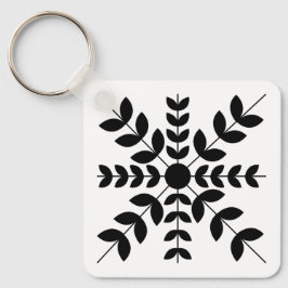 Abstraktes Schwarz-Weiß-Mandala-Blumenmuster Schlüsselanhänger