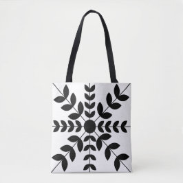 Abstraktes Schwarz-Weiß-Mandala-Blumenmuster Tasche