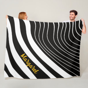 Abstraktes Schwarz-Weiß-Monogramm Name Fleecedecke