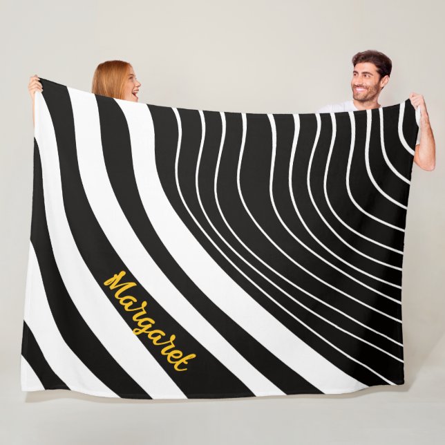 Abstraktes Schwarz-Weiß-Monogramm Name Fleecedecke (Beispiel)