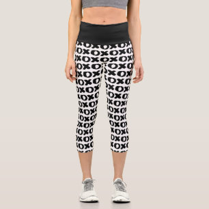 Abstraktes Schwarz-Weiß-Muster Capri Leggings