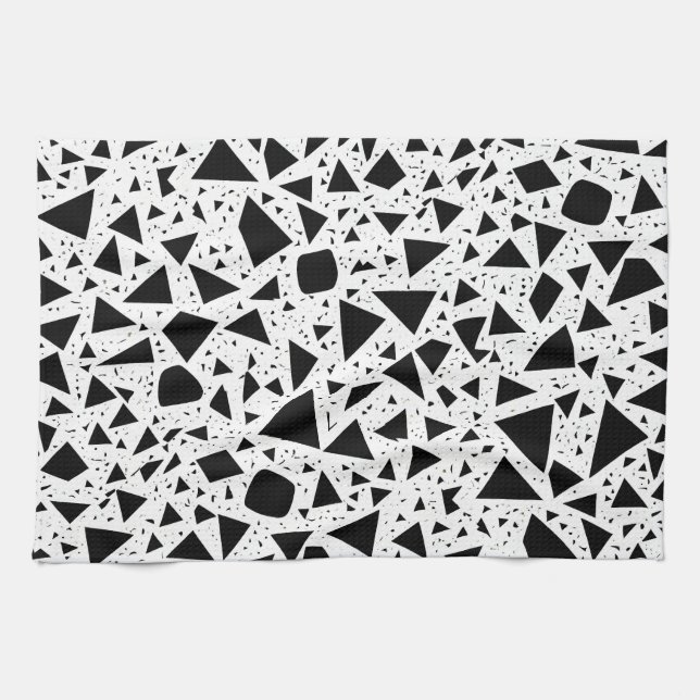 Abstraktes Schwarz-Weiß-Muster Geschirrtuch (Horizontal)