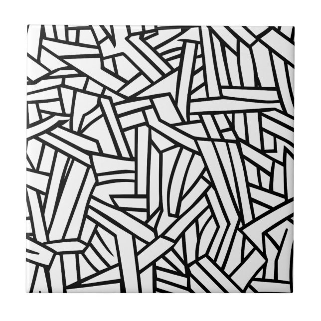 Abstraktes Schwarz-Weiß-Muster mit geometrischen L Fliese (Vorderseite)
