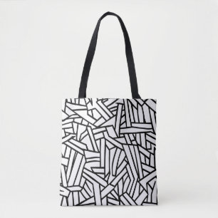 Abstraktes Schwarz-Weiß-Muster mit geometrischen L Tasche