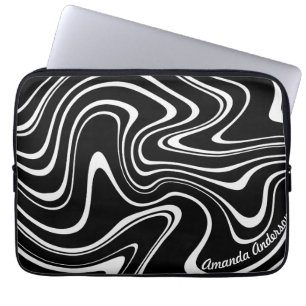 Abstraktes Schwarz-Weiß-Muster - personalisierbar! Laptopschutzhülle