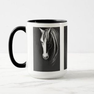 Abstraktes Schwarz-Weiß-Pferd Tasse
