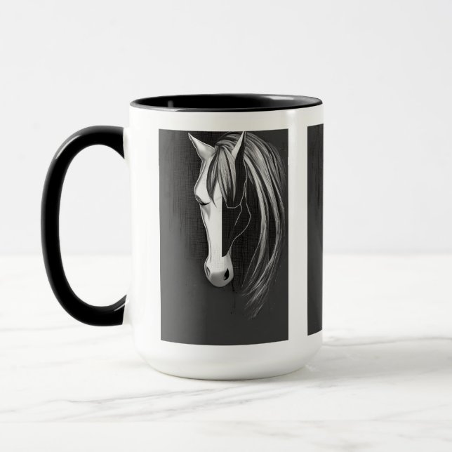 Abstraktes Schwarz-Weiß-Pferd Tasse (Links)