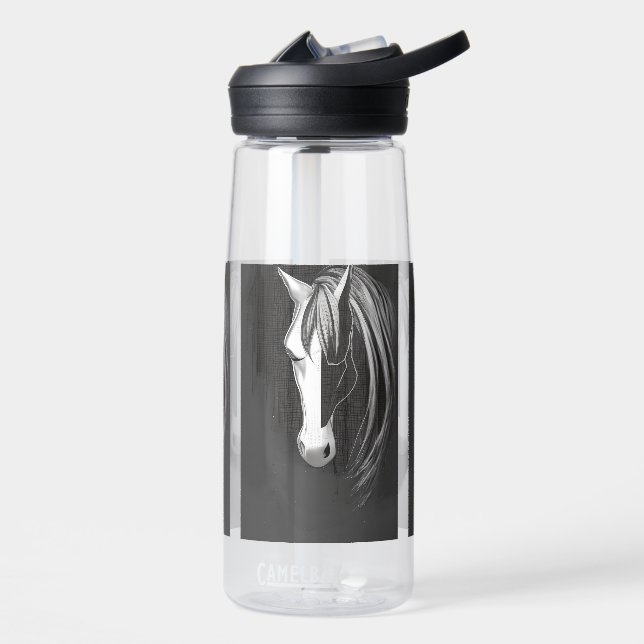 Abstraktes Schwarz-Weiß-Pferd Trinkflasche (Links)