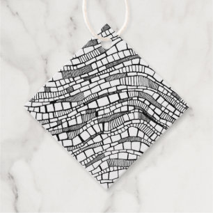 Abstraktes Schwarz-Weiß-Tinte-und-Feder-Design Geschenkanhänger