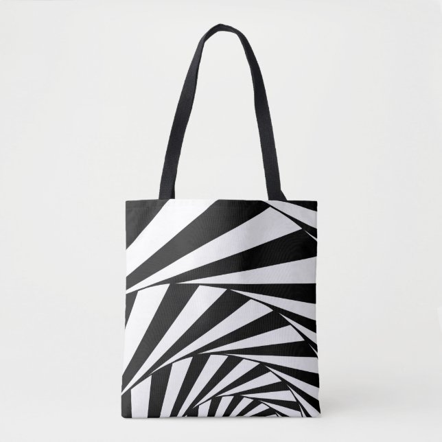 Abstraktes Schwarz/Weiß wirbeln Treppe Kunst, Dich Tasche (Vorderseite)