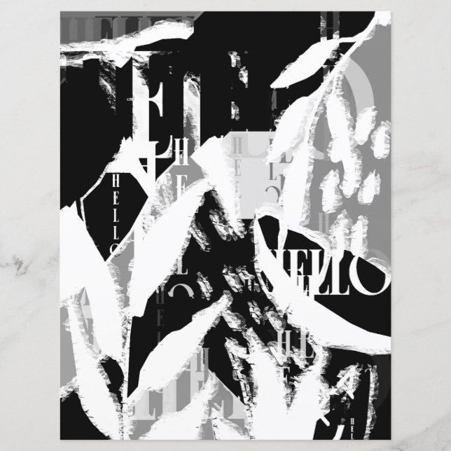 Abstraktes Schwarz-weißes graues Scrapbook (Vorderseite)