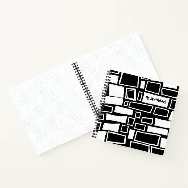 Abstraktes Schwarz-weißes Mosaikbuch Notizbuch (Innenseite)