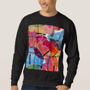 Abstraktes Schwarz-weißes Wasserfarbmuster Sweatshirt